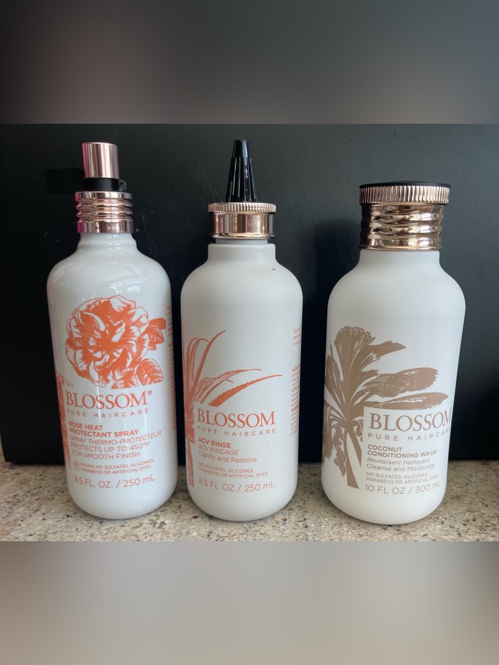 De Blossom Collection Hair Care Trio - White with Rose Gold & Copper Accents